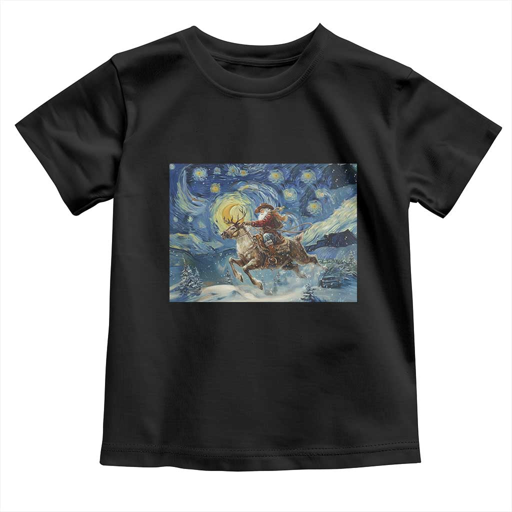 Cowboy Santa Starry Night Christmas Toddler T Shirt TS14 Black Print Your Wear
