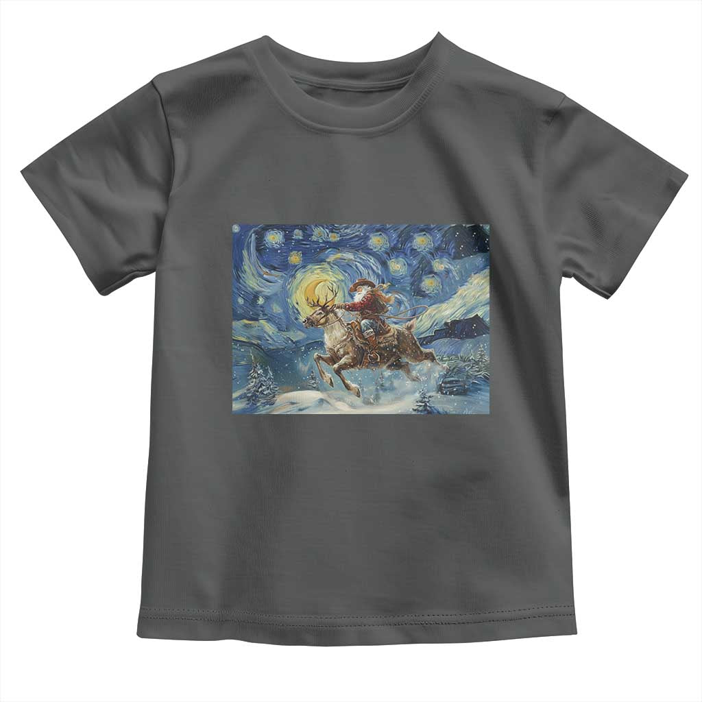 Cowboy Santa Starry Night Christmas Toddler T Shirt TS14 Dark Heather Print Your Wear