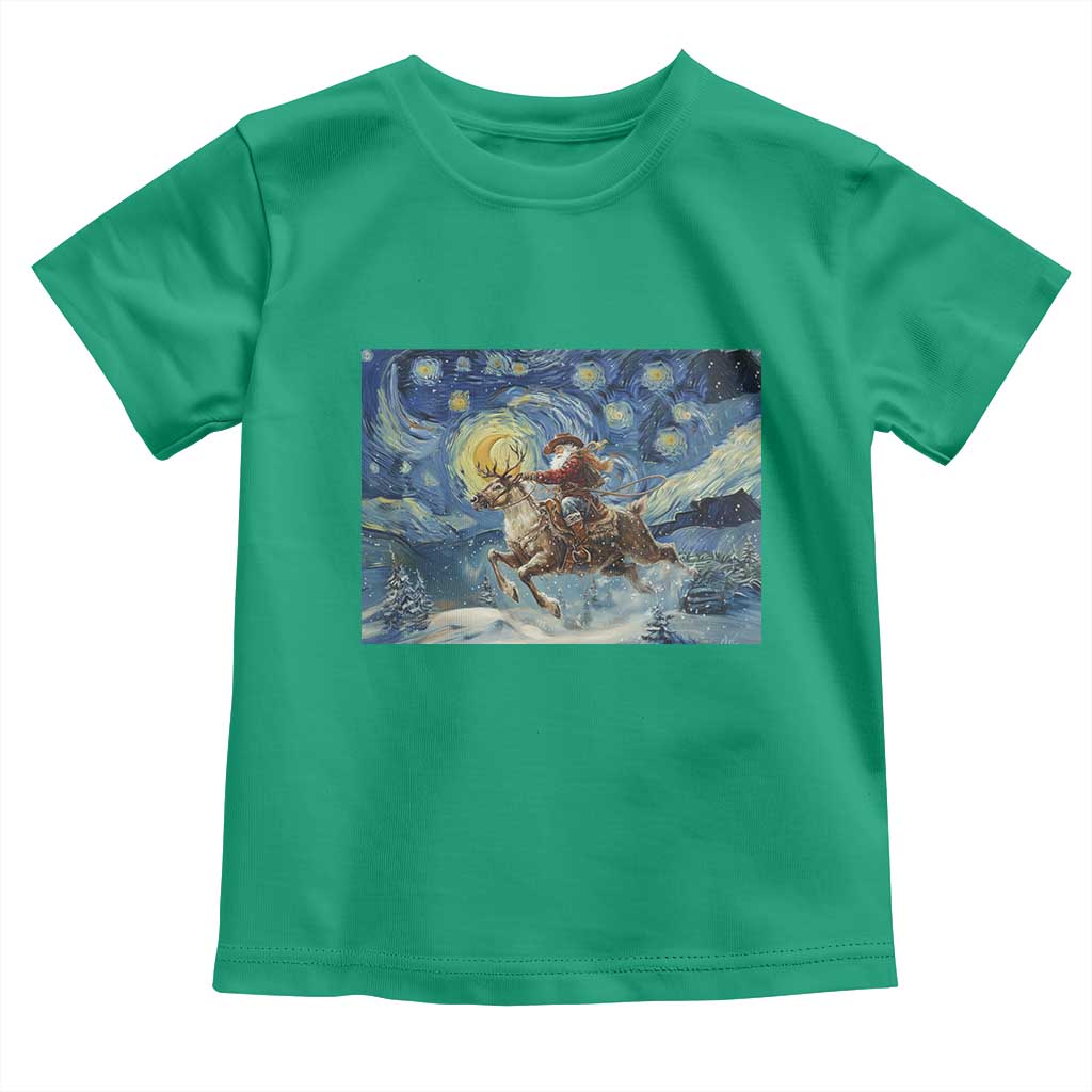 Cowboy Santa Starry Night Christmas Toddler T Shirt TS14 Irish Green Print Your Wear