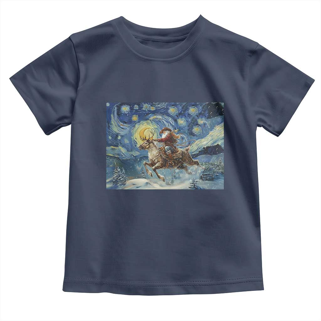 Cowboy Santa Starry Night Christmas Toddler T Shirt TS14 Navy Print Your Wear