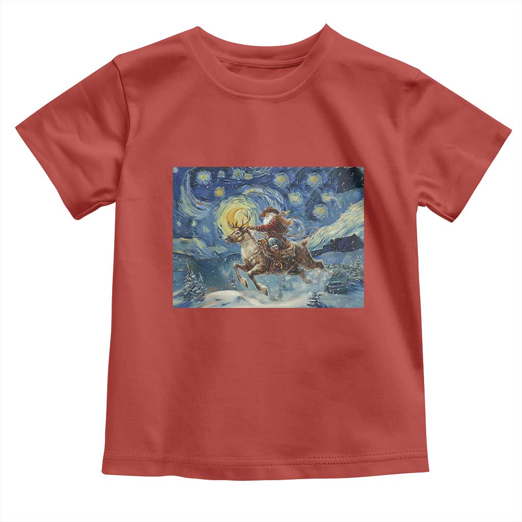 Cowboy Santa Starry Night Christmas Toddler T Shirt TS14 Red Print Your Wear