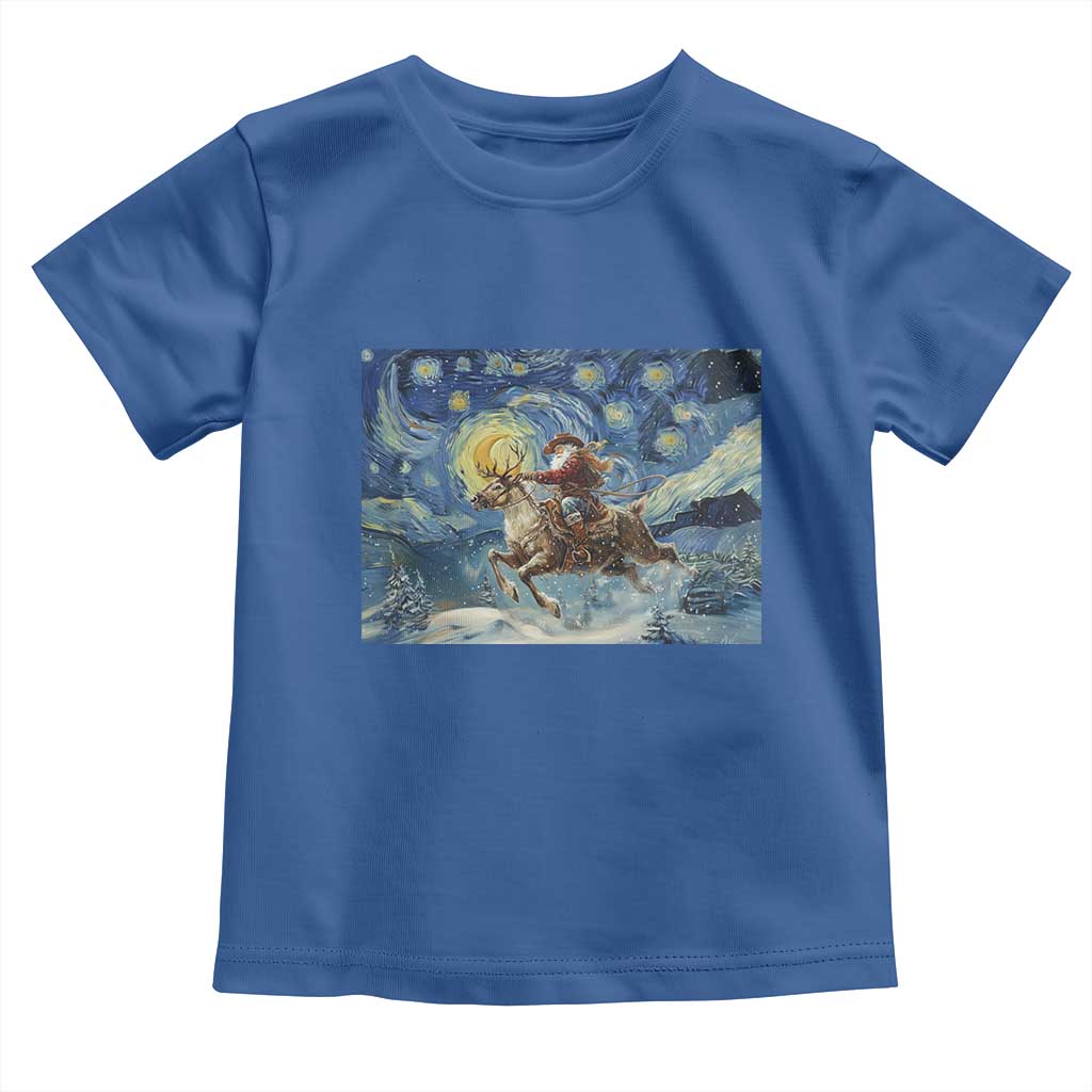Cowboy Santa Starry Night Christmas Toddler T Shirt TS14 Royal Blue Print Your Wear