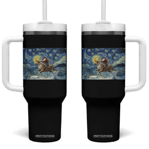 Cowboy Santa Starry Night Christmas Tumbler With Handle TS14 One Size: 40 oz Black Print Your Wear