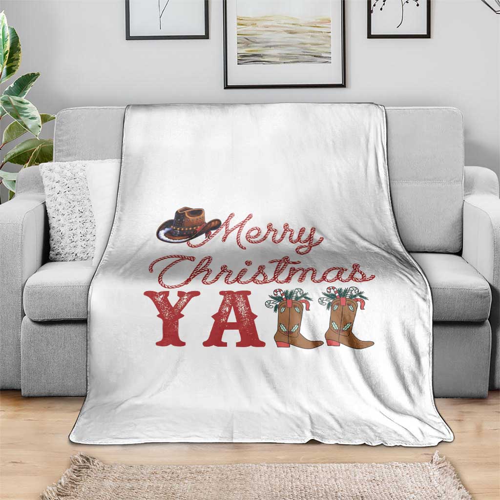 Western Cowboy Howdy Throw Blanket Merry Christmas Yall Cowgirl Boots Hat TS14 Print Your Wear
