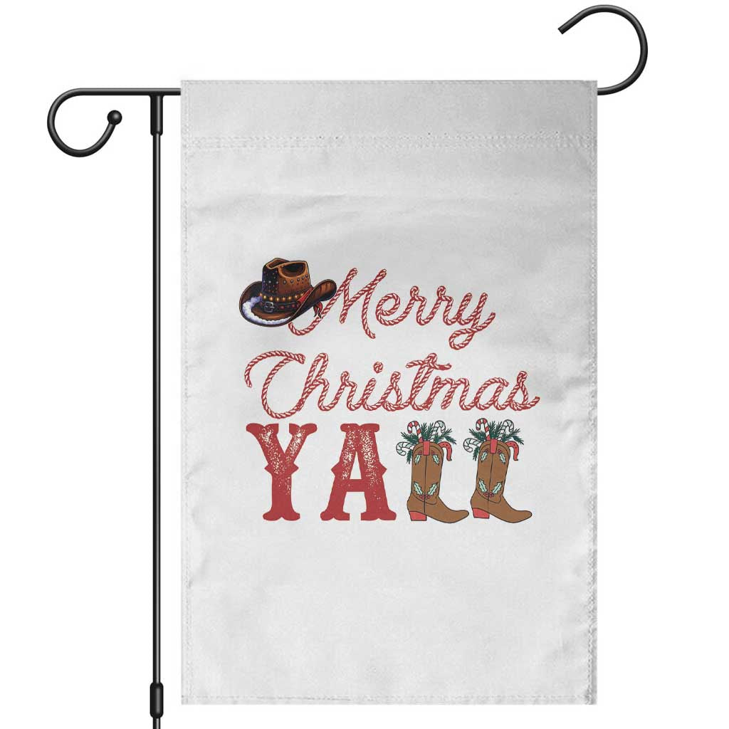 Western Cowboy Howdy Garden Flag Merry Christmas Yall Cowgirl Boots Hat TS14 White Print Your Wear