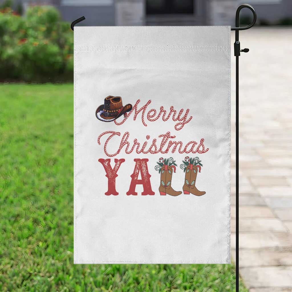 Western Cowboy Howdy Garden Flag Merry Christmas Yall Cowgirl Boots Hat TS14 Print Your Wear