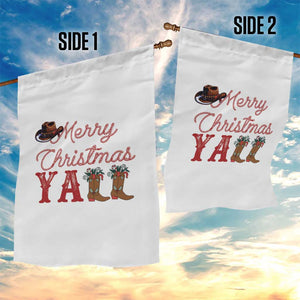 Western Cowboy Howdy Garden Flag Merry Christmas Yall Cowgirl Boots Hat TS14 Print Your Wear