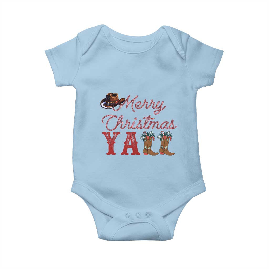 Western Cowboy Howdy Baby Onesie Merry Christmas Yall Cowgirl Boots Hat TS14 Light Blue Print Your Wear