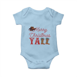 Western Cowboy Howdy Baby Onesie Merry Christmas Yall Cowgirl Boots Hat TS14 Light Blue Print Your Wear