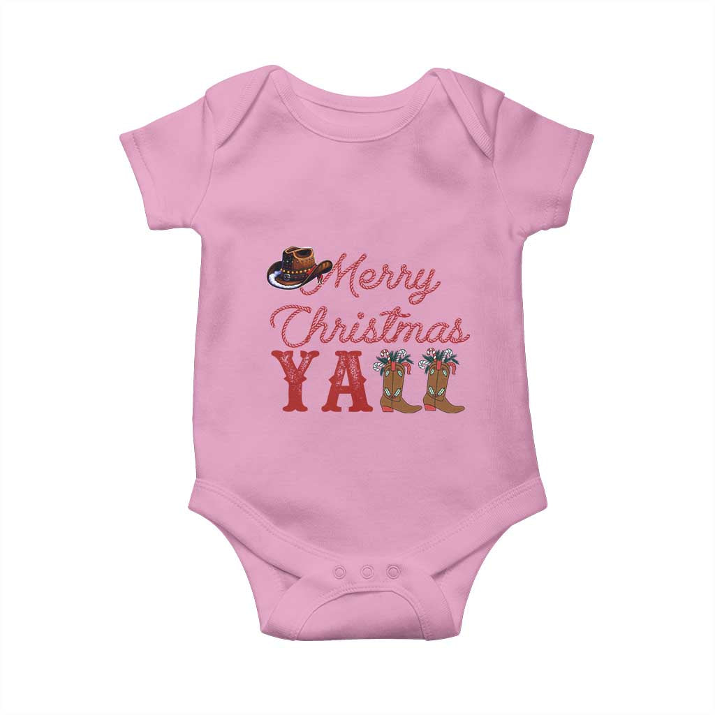 Western Cowboy Howdy Baby Onesie Merry Christmas Yall Cowgirl Boots Hat TS14 Light Pink Print Your Wear