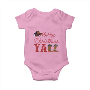 Western Cowboy Howdy Baby Onesie Merry Christmas Yall Cowgirl Boots Hat TS14 Light Pink Print Your Wear