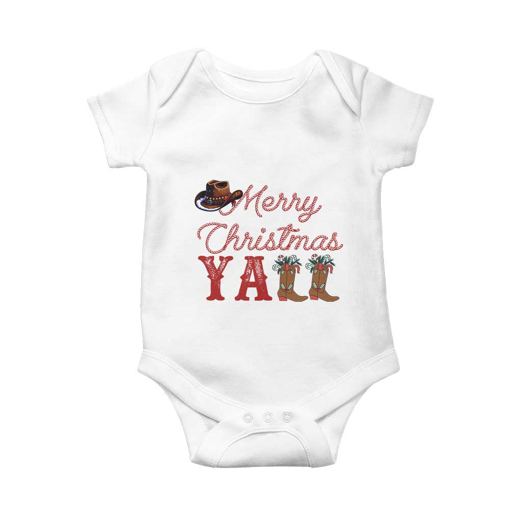 Western Cowboy Howdy Baby Onesie Merry Christmas Yall Cowgirl Boots Hat TS14 White Print Your Wear