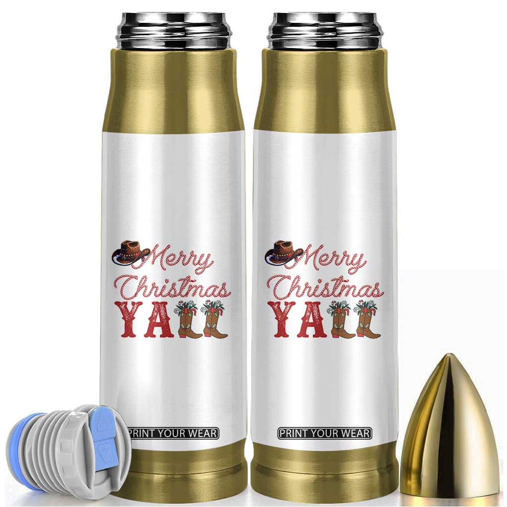 Western Cowboy Howdy Bullet Tumbler Merry Christmas Yall Cowgirl Boots Hat TS14 White Print Your Wear