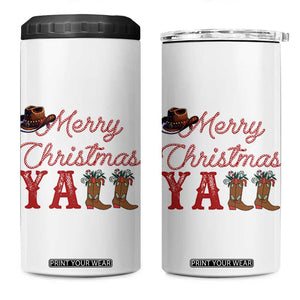 Western Cowboy Howdy 4 in 1 Can Cooler Tumbler Merry Christmas Yall Cowgirl Boots Hat - Print Your Wear