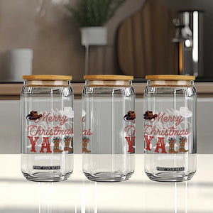 Western Cowboy Howdy Glass Can Merry Christmas Yall Cowgirl Boots Hat - Print Your Wear