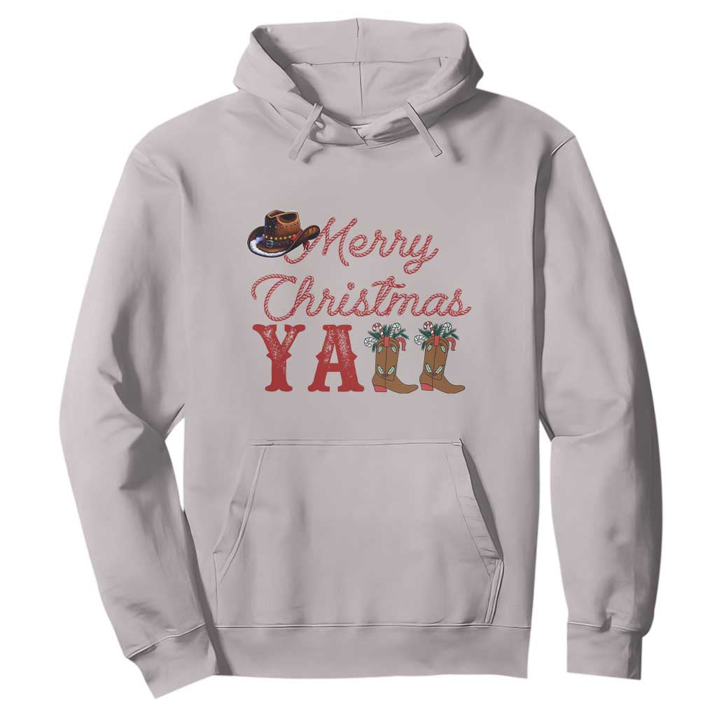 Western Cowboy Howdy Hoodie Merry Christmas Yall Cowgirl Boots Hat TS14 Ice Gray Print Your Wear