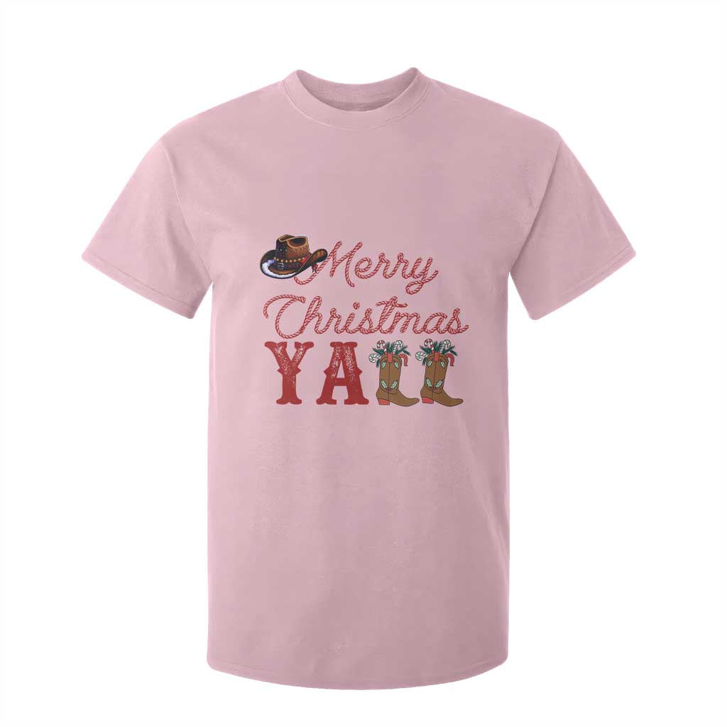 Western Cowboy Howdy T Shirt For Kid Merry Christmas Yall Cowgirl Boots Hat TS14 Light Pink Print Your Wear