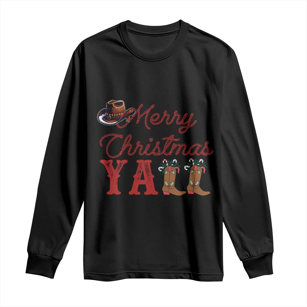Western Cowboy Howdy Long Sleeve Shirt Merry Christmas Yall Cowgirl Boots Hat TS14 Black Print Your Wear