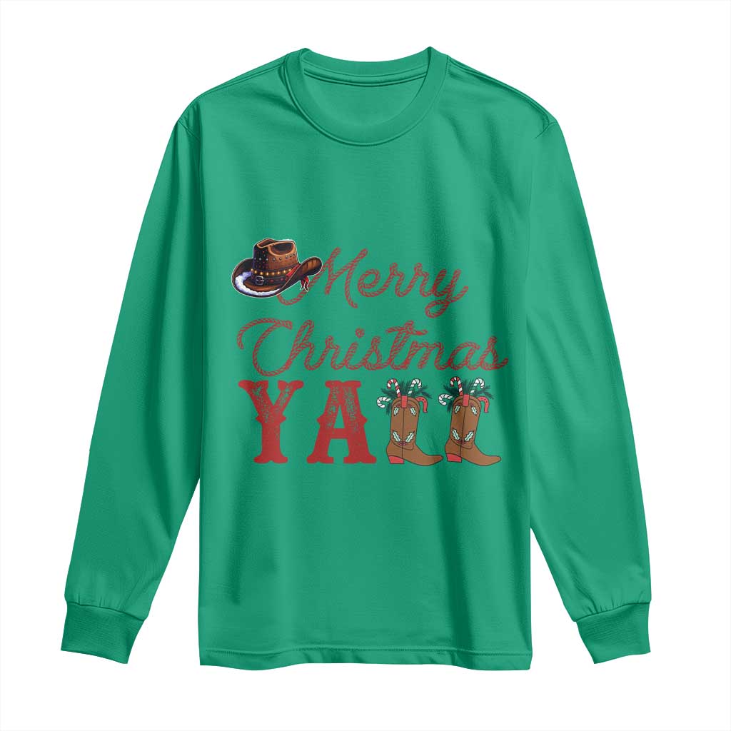 Western Cowboy Howdy Long Sleeve Shirt Merry Christmas Yall Cowgirl Boots Hat TS14 Irish Green Print Your Wear