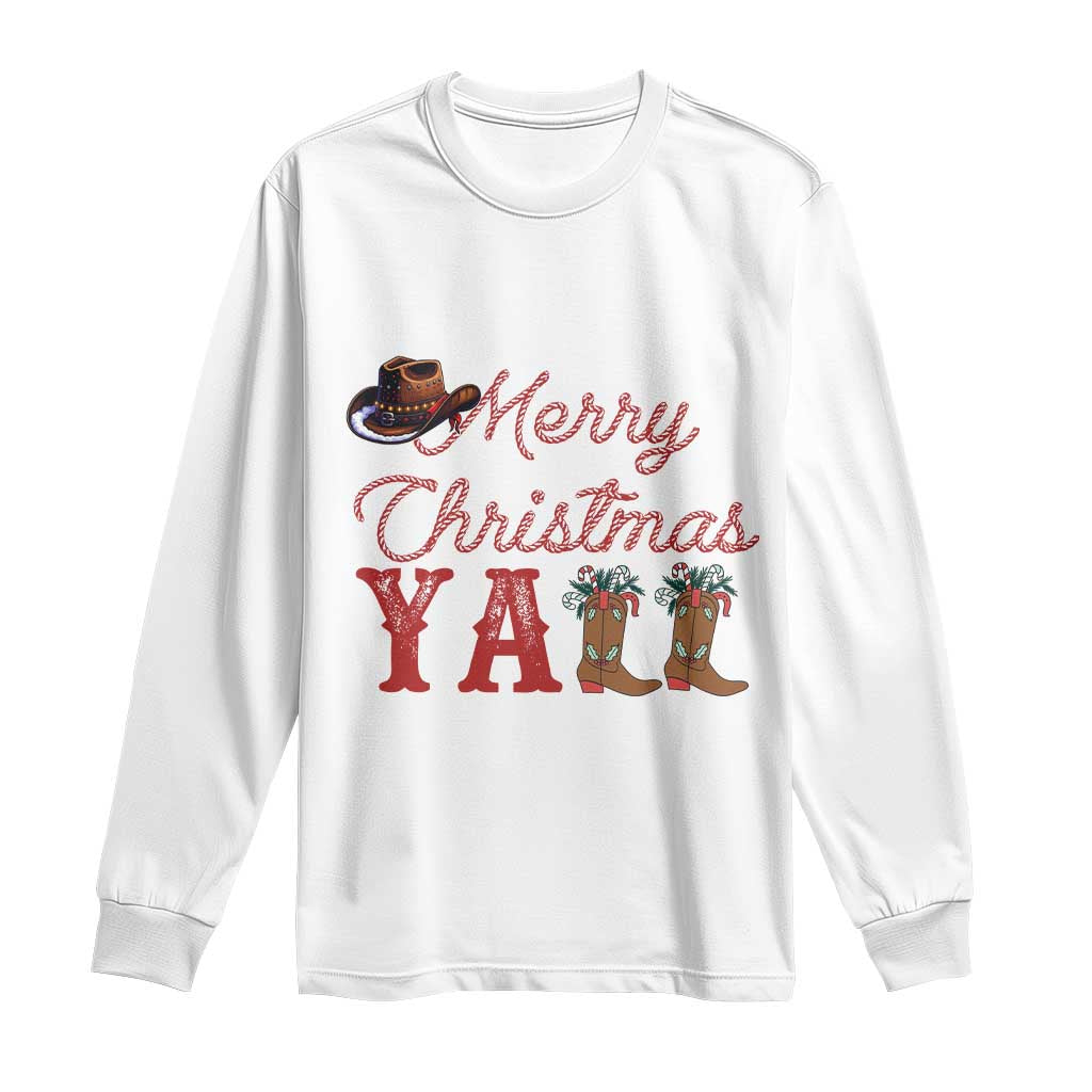 Western Cowboy Howdy Long Sleeve Shirt Merry Christmas Yall Cowgirl Boots Hat TS14 White Print Your Wear