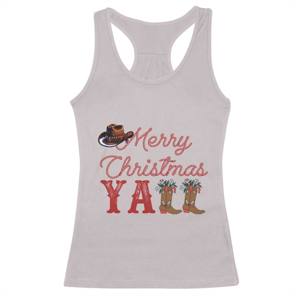 Western Cowboy Howdy Racerback Tank Top Merry Christmas Yall Cowgirl Boots Hat TS14 Ice Gray Print Your Wear