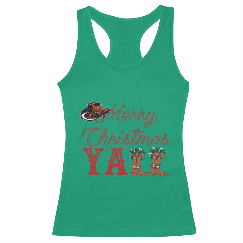 Western Cowboy Howdy Racerback Tank Top Merry Christmas Yall Cowgirl Boots Hat TS14 Irish Green Print Your Wear