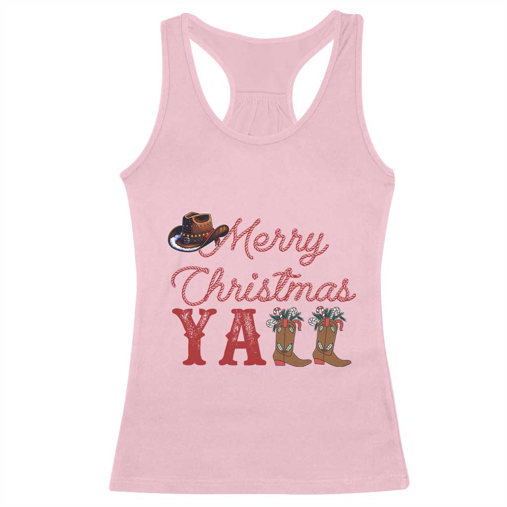Western Cowboy Howdy Racerback Tank Top Merry Christmas Yall Cowgirl Boots Hat TS14 Light Pink Print Your Wear