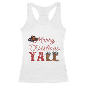 Western Cowboy Howdy Racerback Tank Top Merry Christmas Yall Cowgirl Boots Hat TS14 White Print Your Wear