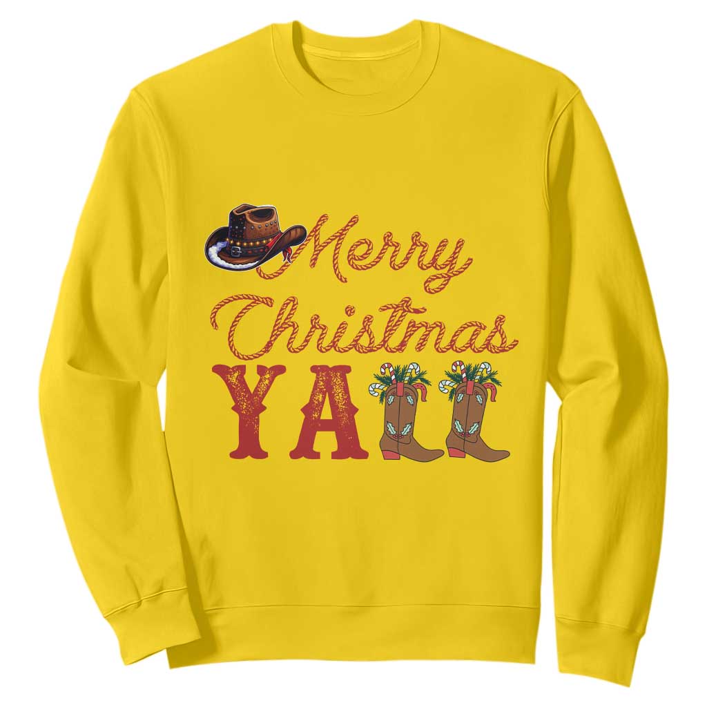 Western Cowboy Howdy Sweatshirt Merry Christmas Yall Cowgirl Boots Hat TS14 Daisy Print Your Wear