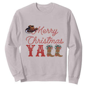 Western Cowboy Howdy Sweatshirt Merry Christmas Yall Cowgirl Boots Hat TS14 Ice Gray Print Your Wear