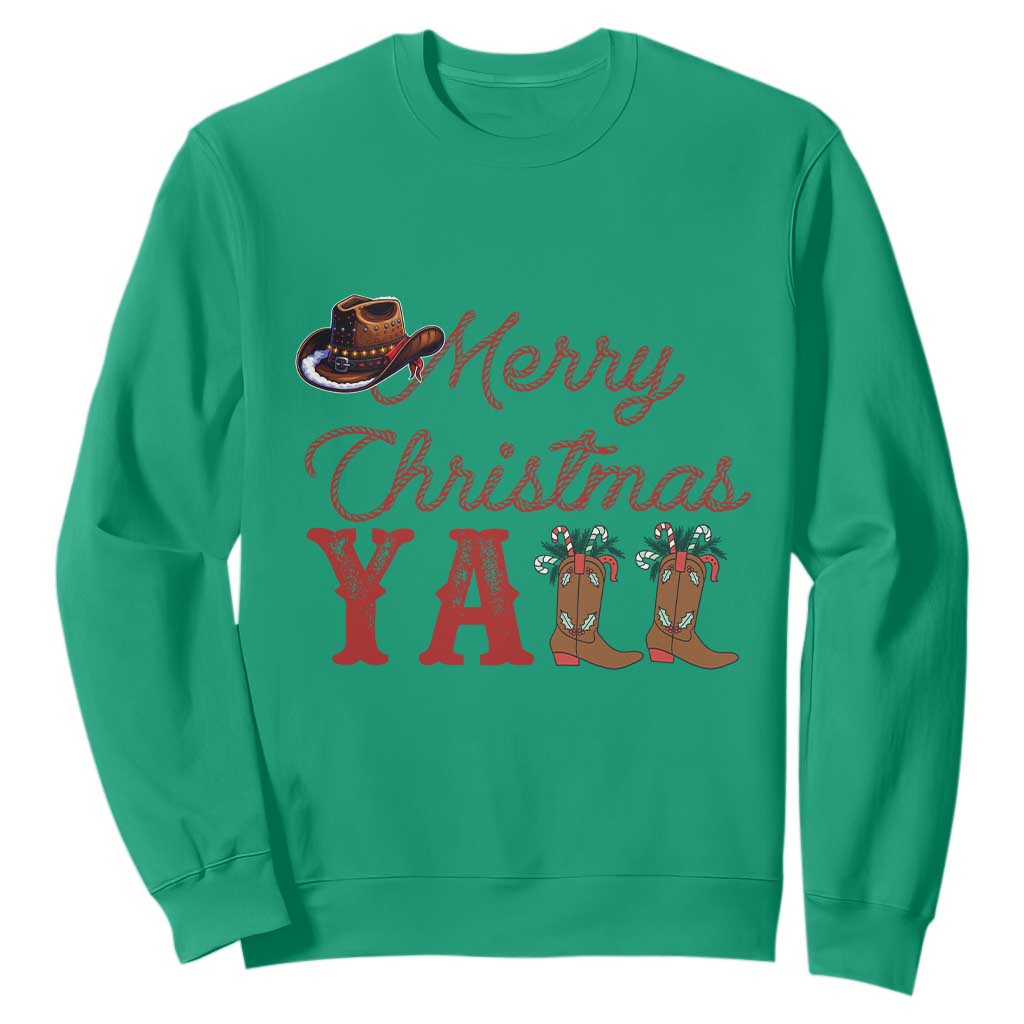 Western Cowboy Howdy Sweatshirt Merry Christmas Yall Cowgirl Boots Hat TS14 Irish Green Print Your Wear