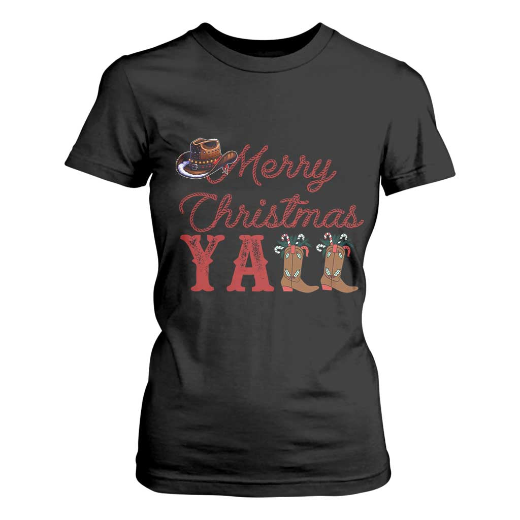 Western Cowboy Howdy T Shirt For Women Merry Christmas Yall Cowgirl Boots Hat TS14 Black Print Your Wear