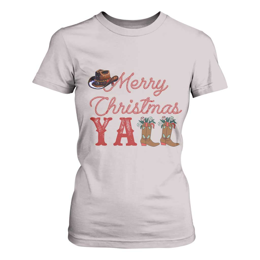 Western Cowboy Howdy T Shirt For Women Merry Christmas Yall Cowgirl Boots Hat TS14 Ice Gray Print Your Wear
