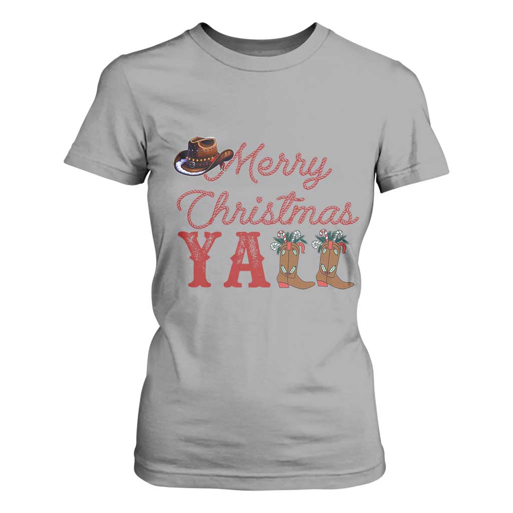 Western Cowboy Howdy T Shirt For Women Merry Christmas Yall Cowgirl Boots Hat TS14 Sport Gray Print Your Wear