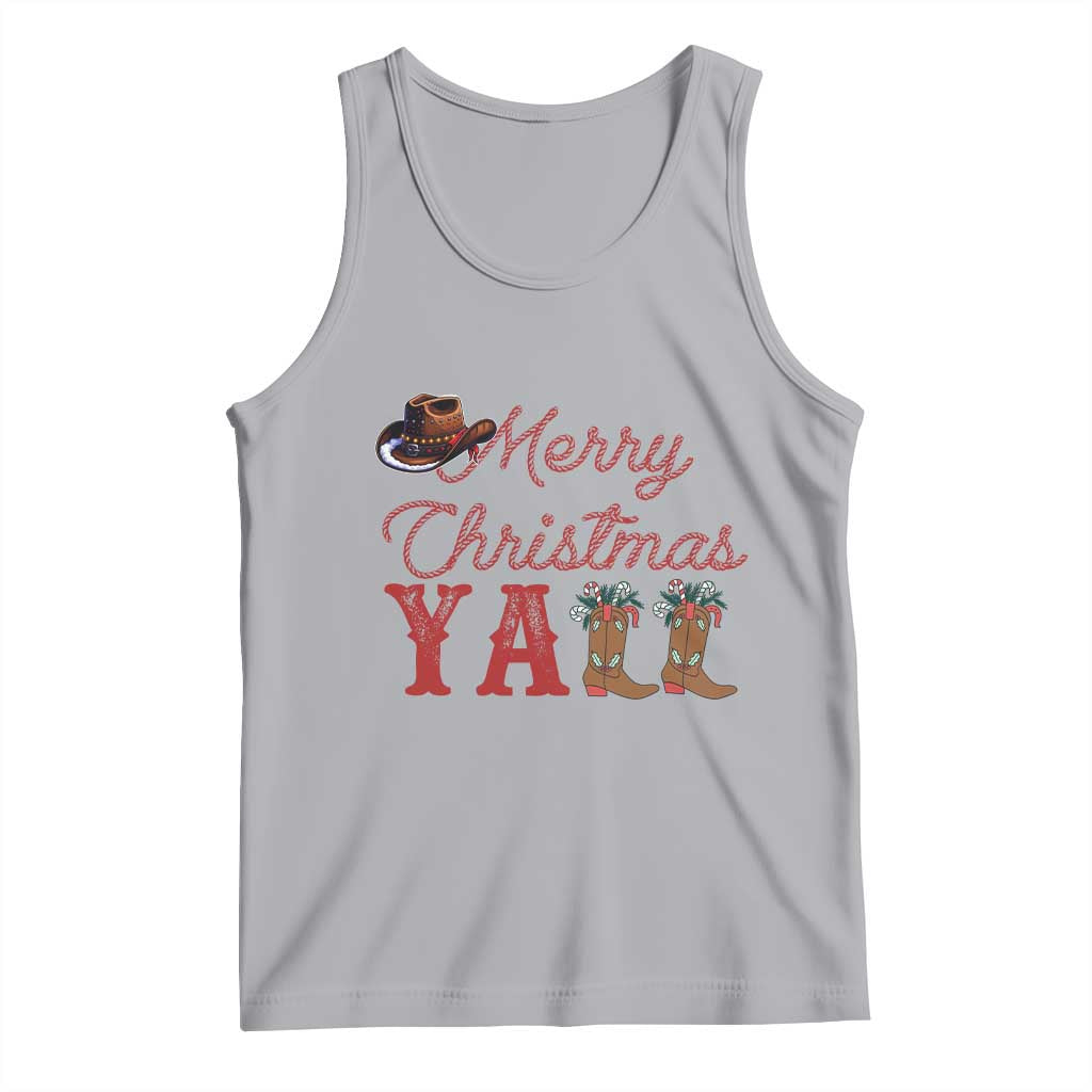Western Cowboy Howdy Tank Top Merry Christmas Yall Cowgirl Boots Hat TS14 Athletic Heather Print Your Wear