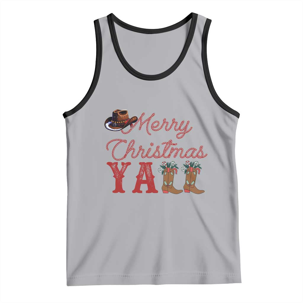 Western Cowboy Howdy Tank Top Merry Christmas Yall Cowgirl Boots Hat TS14 Athletic Heather Black Print Your Wear