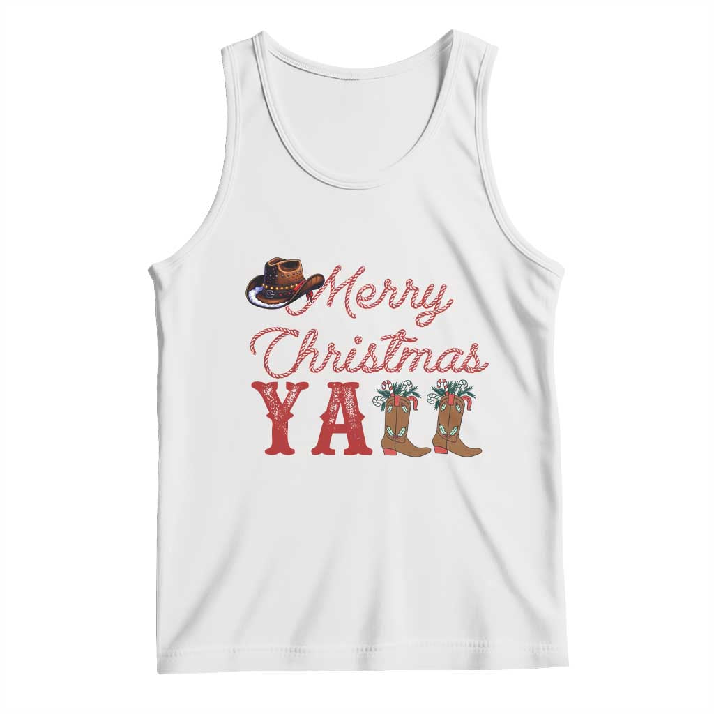 Western Cowboy Howdy Tank Top Merry Christmas Yall Cowgirl Boots Hat TS14 White Print Your Wear