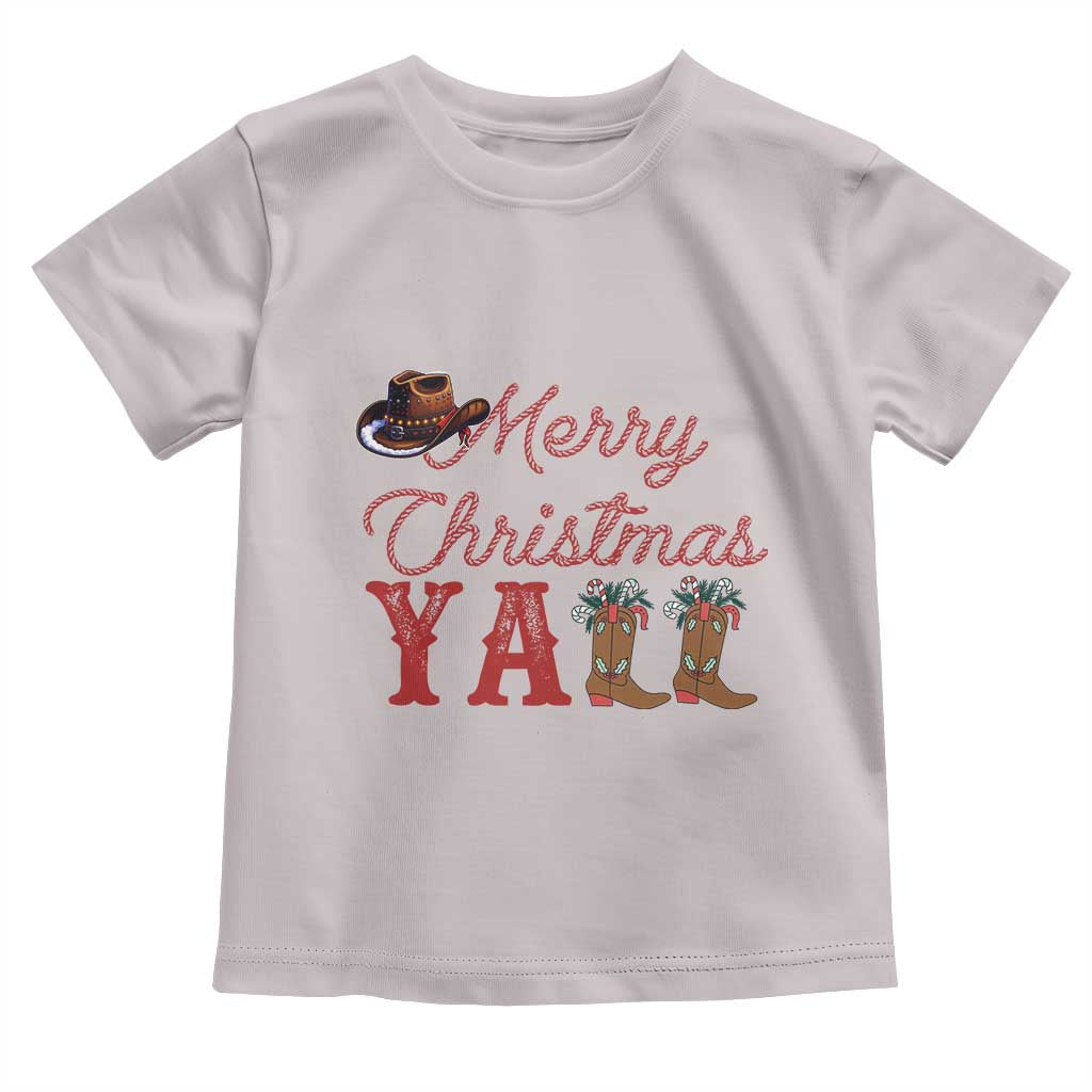 Western Cowboy Howdy Toddler T Shirt Merry Christmas Yall Cowgirl Boots Hat TS14 Ice Gray Print Your Wear