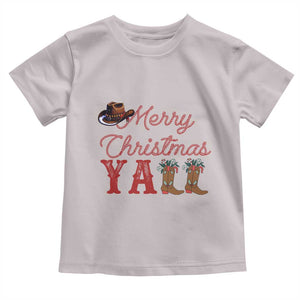 Western Cowboy Howdy Toddler T Shirt Merry Christmas Yall Cowgirl Boots Hat TS14 Ice Gray Print Your Wear