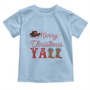 Western Cowboy Howdy Toddler T Shirt Merry Christmas Yall Cowgirl Boots Hat TS14 Light Blue Print Your Wear