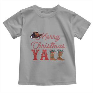 Western Cowboy Howdy Toddler T Shirt Merry Christmas Yall Cowgirl Boots Hat TS14 Sport Gray Print Your Wear