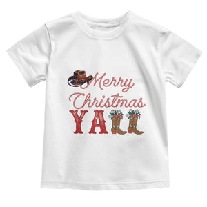 Western Cowboy Howdy Toddler T Shirt Merry Christmas Yall Cowgirl Boots Hat TS14 White Print Your Wear