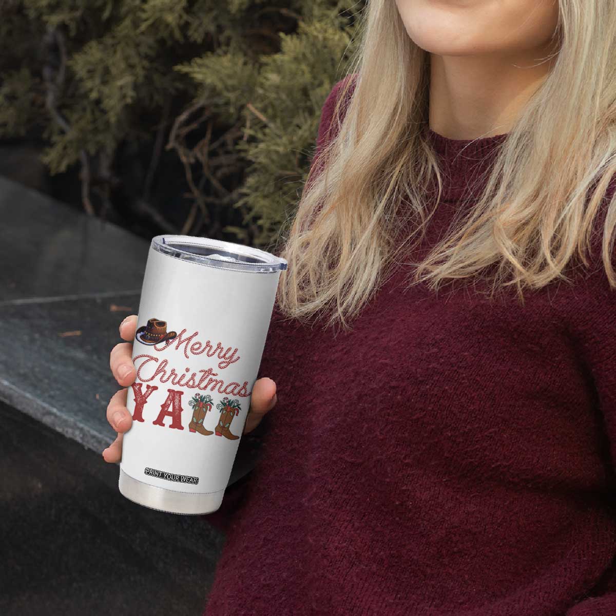 Western Cowboy Howdy Tumbler Cup Merry Christmas Yall Cowgirl Boots Hat - Print Your Wear