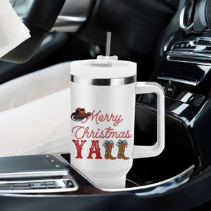 Western Cowboy Howdy Tumbler With Handle Merry Christmas Yall Cowgirl Boots Hat - Print Your Wear