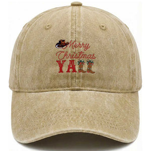 Western Cowboy Howdy Washed Cotton Baseball Cap Merry Christmas Yall Cowgirl Boots Hat TS14 Washed Cap Universal Fit Khaki Print Your Wear