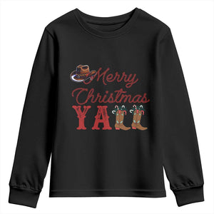 Western Cowboy Howdy Youth Sweatshirt Merry Christmas Yall Cowgirl Boots Hat TS14 Black Print Your Wear