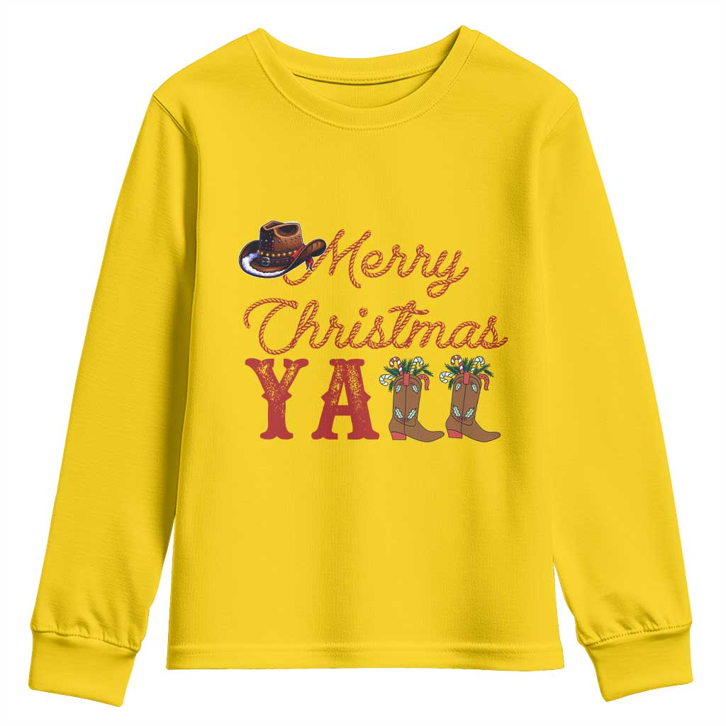 Western Cowboy Howdy Youth Sweatshirt Merry Christmas Yall Cowgirl Boots Hat TS14 Daisy Print Your Wear