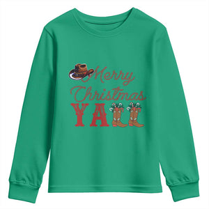 Western Cowboy Howdy Youth Sweatshirt Merry Christmas Yall Cowgirl Boots Hat TS14 Irish Green Print Your Wear