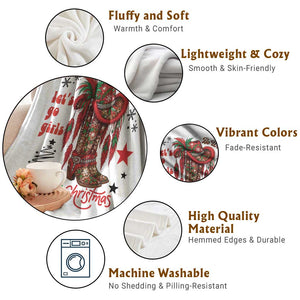 Let Us Go Girls Throw Blanket Christmas Cowgirl Boots TS14 Print Your Wear