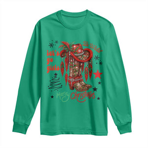 Let Us Go Girls Long Sleeve Shirt Christmas Cowgirl Boots TS14 Irish Green Print Your Wear